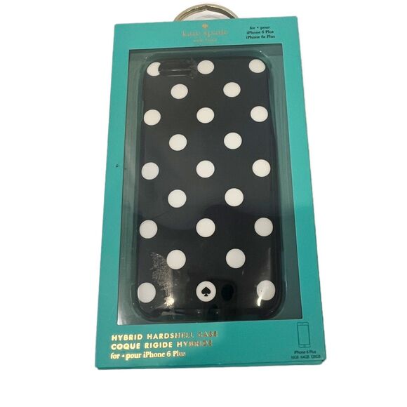 Kate Spade iPhone 6+ Hard Shell Case Black White Polka Dot NEW NWB - Picture 2 of 8